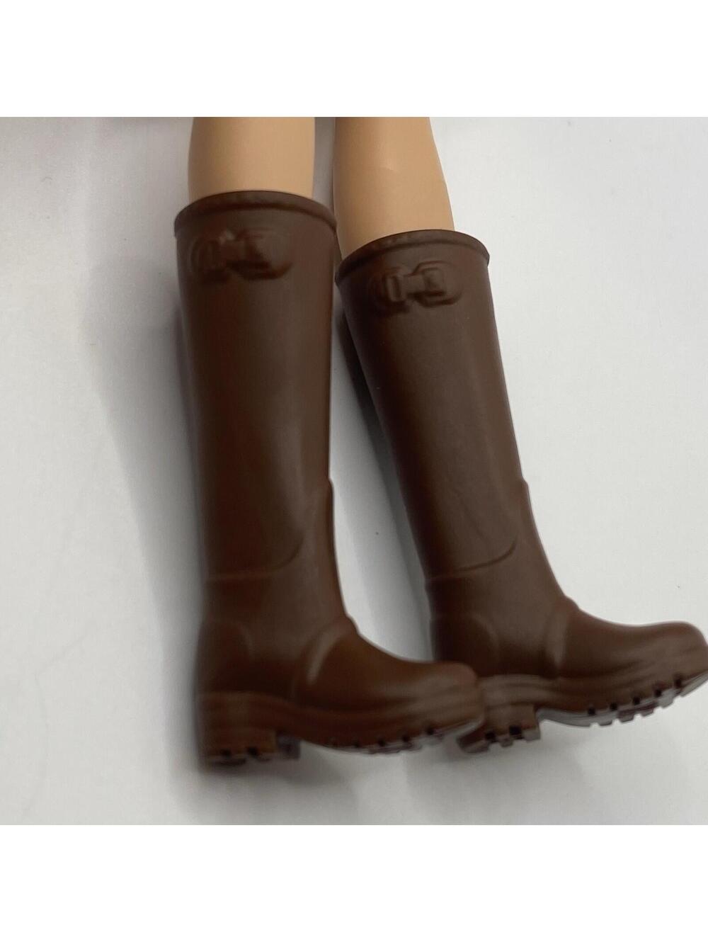 Barbie Shoes Brown Boots  SWEET ORCHARD FARM Tall Buckle Mattel #322 B9